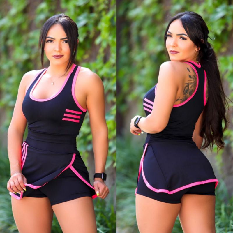 Conjunto de Short Saia para academia Musculação e Caminhada