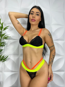 Conjunto Lingerie Neon Sexy Strappy Gaby