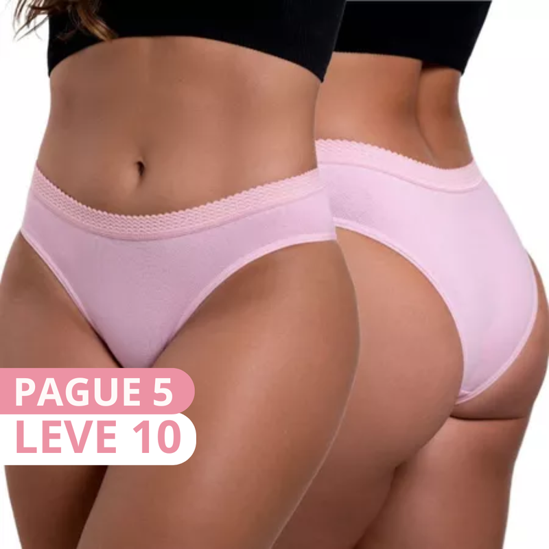 Calcinha Tanga Algodão Cotton Cós Largo (Pague 5 Leve 10)