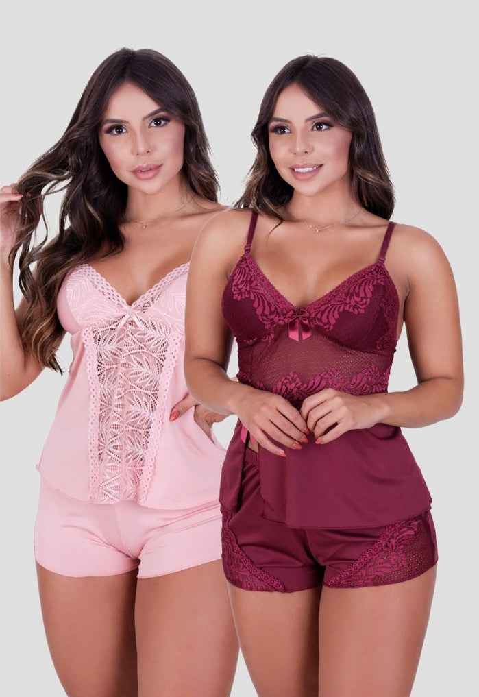 Kit Babydoll Básico + Babydoll Detalhes em Renda