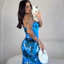 Vestido Estampado Tie Dye Com Fenda Midi Ribana