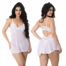 Camisola Sexy Tule Transparente Decote Costas Com Calcinha