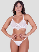 Conjunto Lingerie Tule e Renda Transparente Com Aro