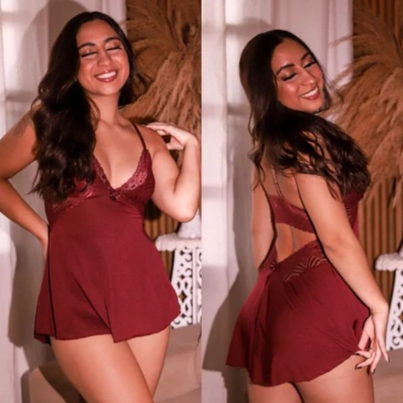 Camisola Sexy com Renda Sem Bojo Costa Nua