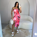 Vestido Estampado Tie Dye Com Fenda Midi Ribana