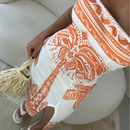 Vestido Estampado Luxo Tomara Que Caia Com Fenda Mídi Ribana