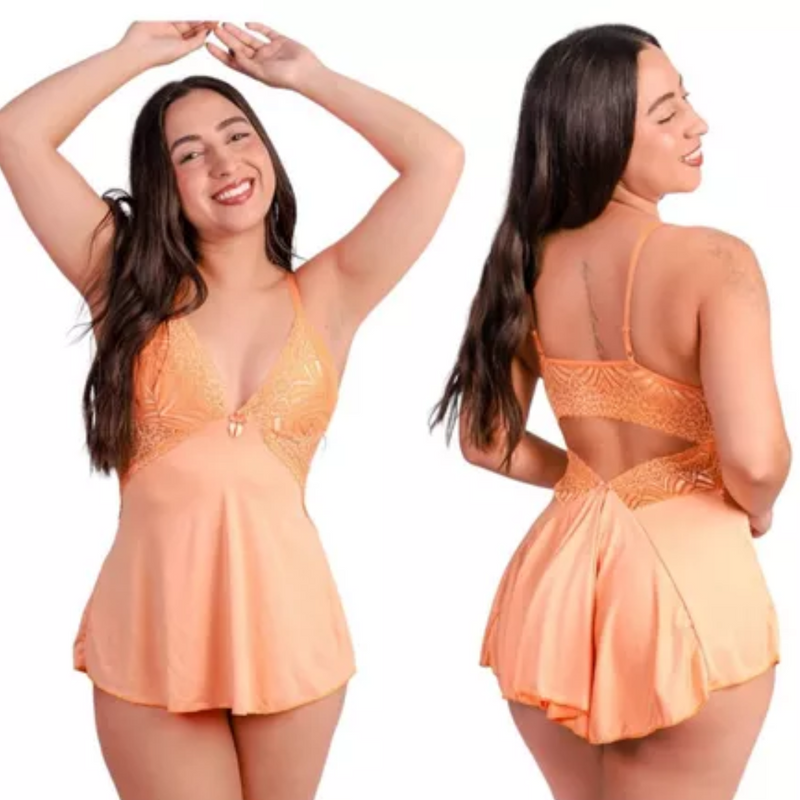 Camisola Sexy com Renda Sem Bojo Costa Nua