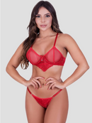Conjunto Lingerie Tule e Renda Transparente Com Aro