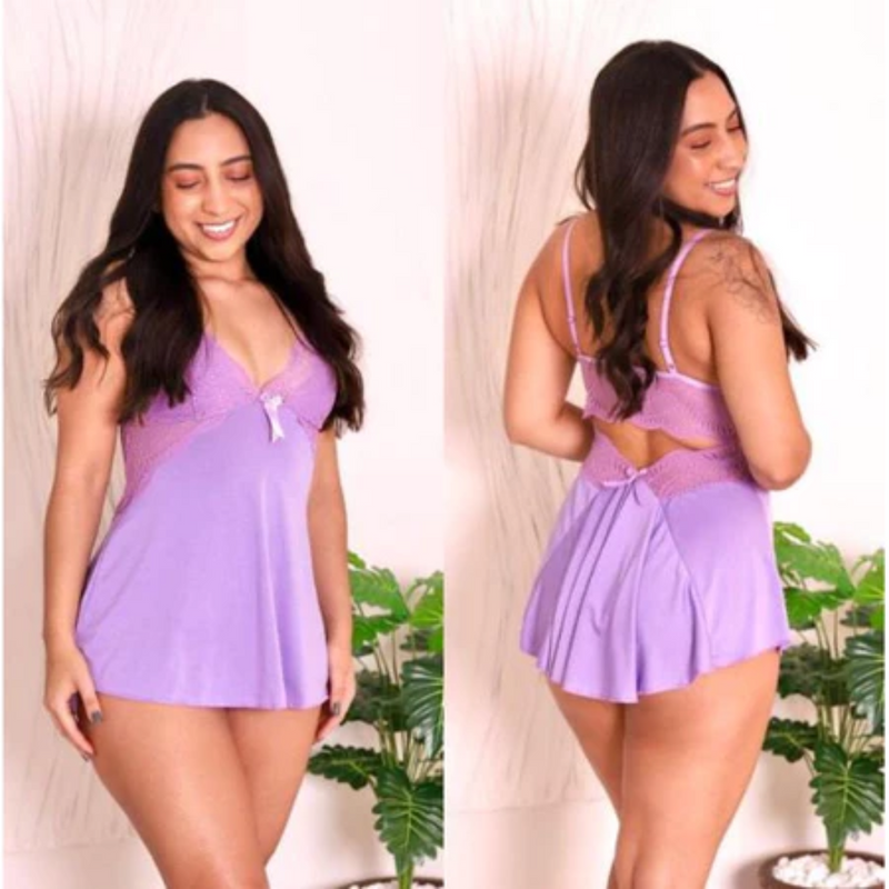 Camisola Sexy com Renda Sem Bojo Costa Nua