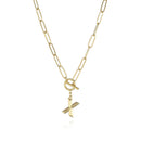 Colar Letras Iniciais com Corrente elos e fecho em T