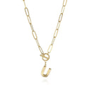 Colar Letras Iniciais com Corrente elos e fecho em T