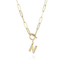 Colar Letras Iniciais com Corrente elos e fecho em T