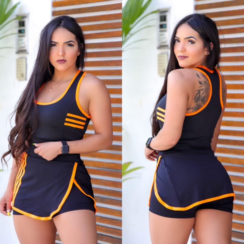 Conjunto de Short Saia para academia Musculação e Caminhada