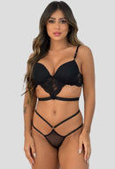 Kit Robe De Tule + Conjunto Lingerie Com Bojo Strapy