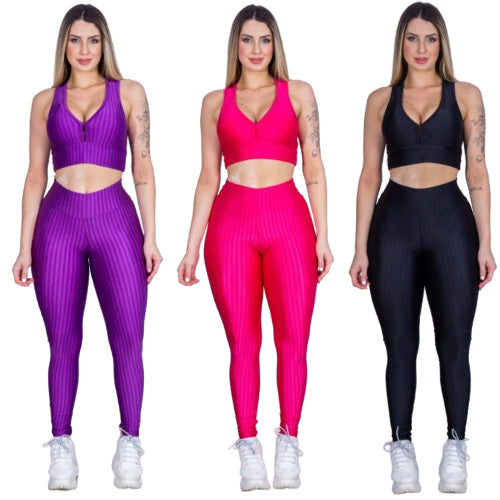 Kit 3 Calça Legging 3D Cintura Alta Levanta Bumbum