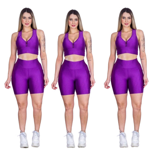 Kit 3 Short Legging 3D Suplex Cintura Alta