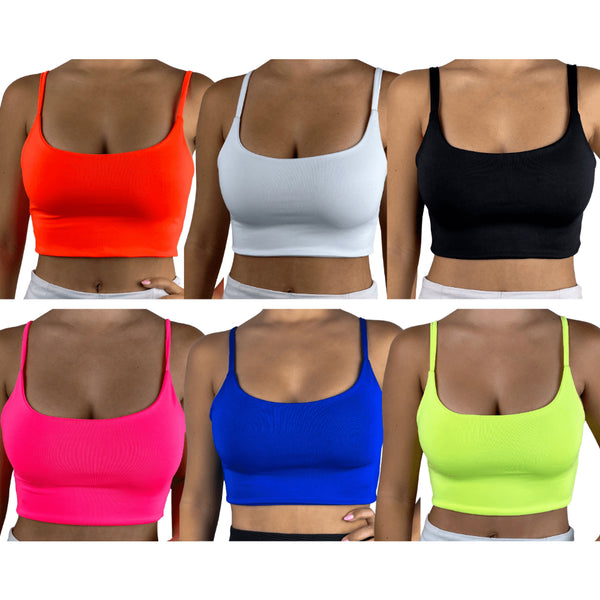 Kit 6 Tops com Alça Cropped Forrado Academia