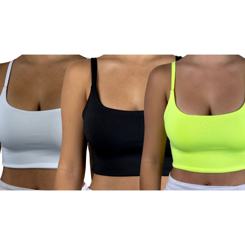 KIT 3 Tops com Alça Cropped Forrado Academia