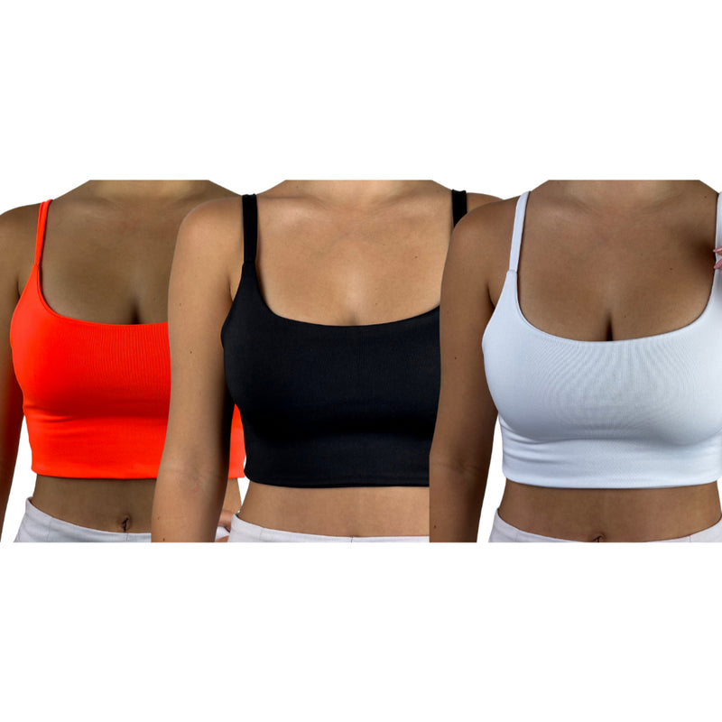 KIT 3 Tops com Alça Cropped Forrado Academia