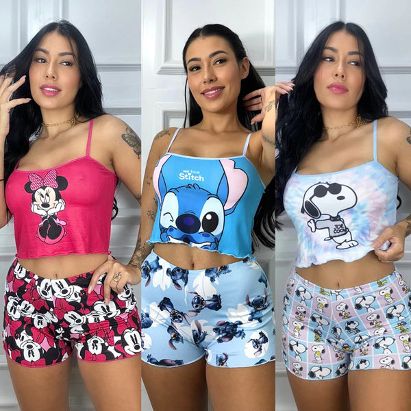 Pijama Personagem Suede Baby Doll