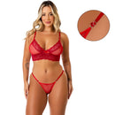 Kit 2 Conjunto Lingerie Sexy de Renda e Tule Fio Dental