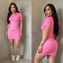 Vestido Gola Polo Tubinho Manga Curta Canelado