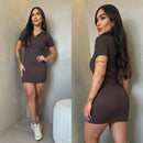 Vestido Gola Polo Tubinho Manga Curta Canelado