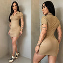 Vestido Gola Polo Tubinho Manga Curta Canelado