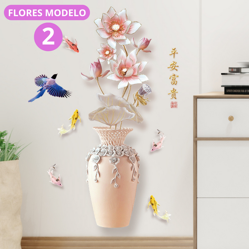 Vaso de Flores Auto-Adesivas 3D - 60x120 cm