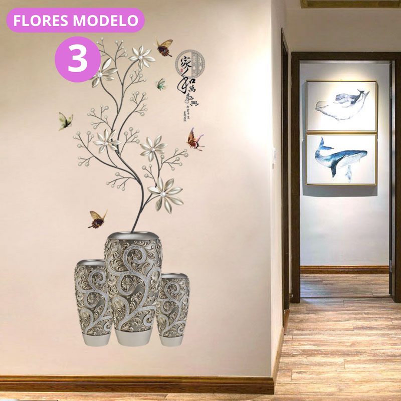 Vaso de Flores Auto-Adesivas 3D - 60x120 cm