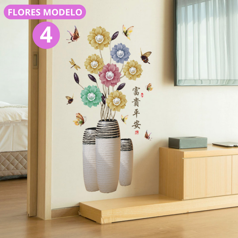 Vaso de Flores Auto-Adesivas 3D - 60x120 cm