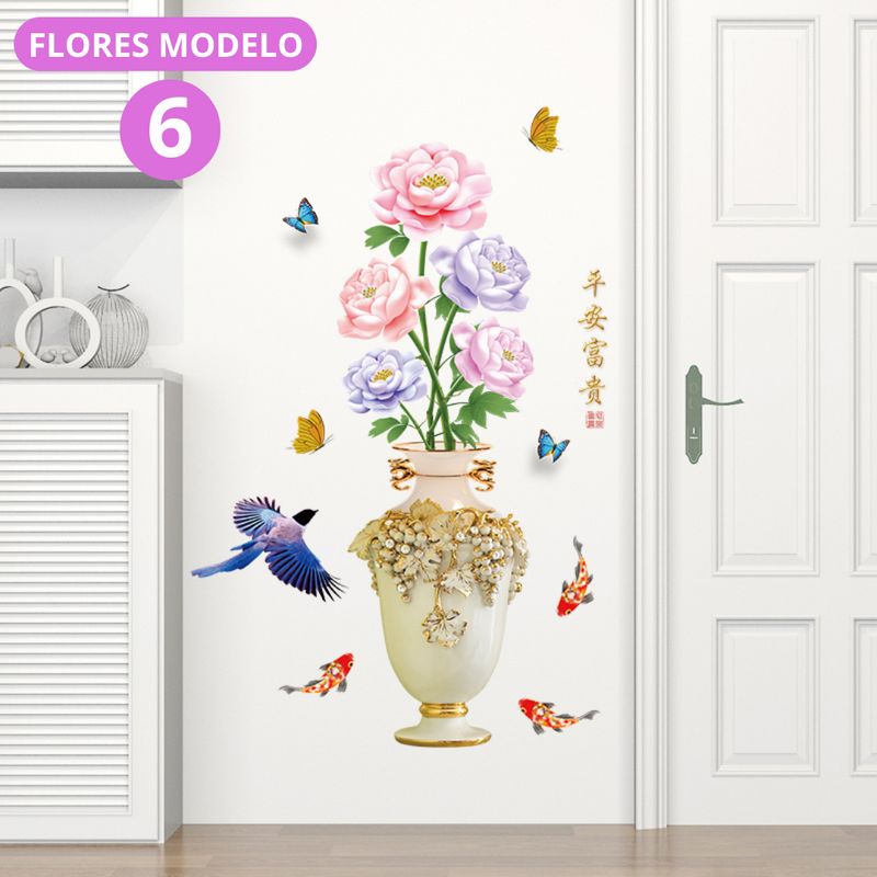 Vaso de Flores Auto-Adesivas 3D - 60x120 cm