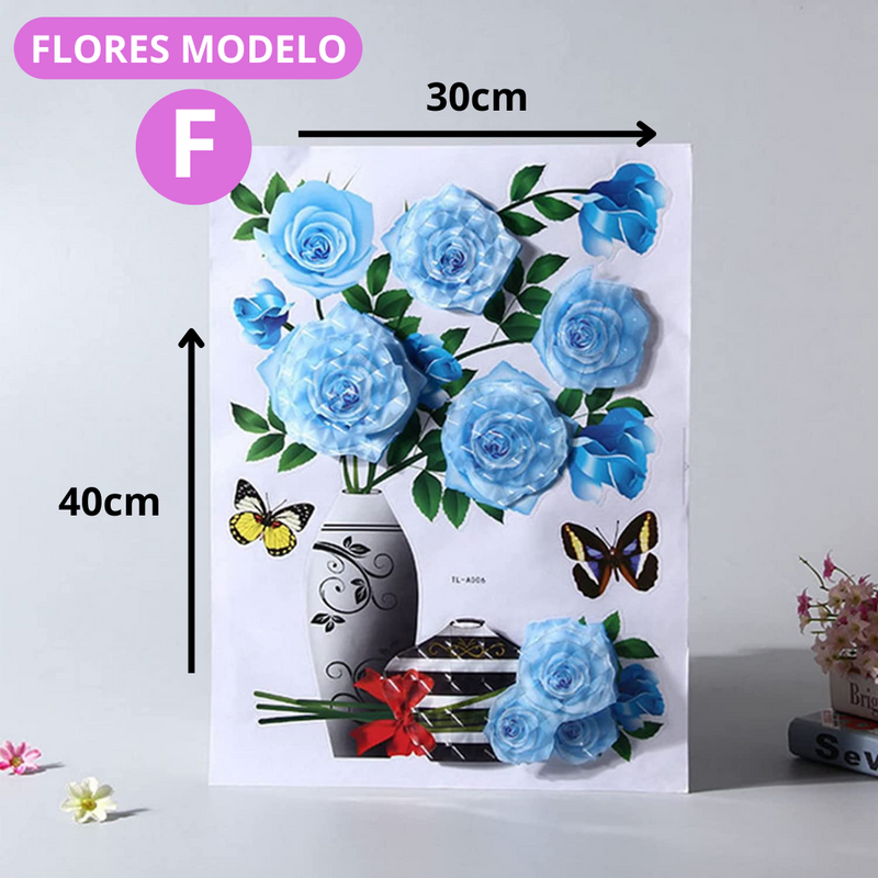 Vaso de Flores Auto-Adesivas 3D Híper Realista