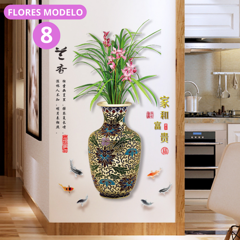 Vaso de Flores Auto-Adesivas 3D - 60x120 cm